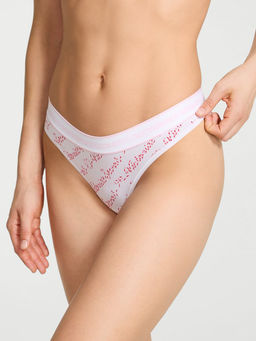 Victoria's Secret - White Logo Cotton Thong Panty