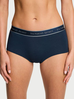 Victoria's Secret - Blue Logo Cotton Boyshorts