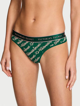 Victoria's Secret - Green Logo Cotton Thong Panty