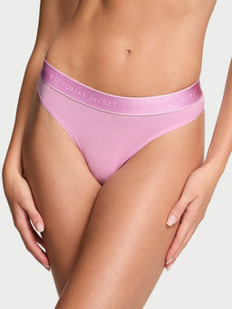 Victoria's Secret - Pink Logo Cotton Thong Panty