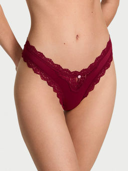 Victoria's Secret - Maroon Dream Angels Lace-Trim Brazilian Panty