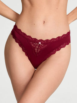 Victoria's Secret - Red Dream Angels Lace-Trim Thong Panty