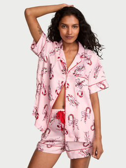 Victoria's Secret - Pink Glazed Satin Shirt & Shorts