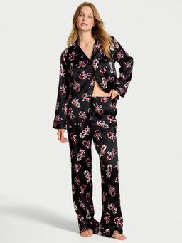 Victoria's Secret - Black Glazed Satin Shirt & Pyjama
