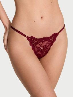 Victoria's Secret - Maroon Dream Angels Lace Adjustable V-String Panty