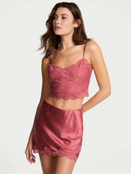 Victoria's Secret - Pink Dream Angels Satin Lace Cami and Mini Skirt