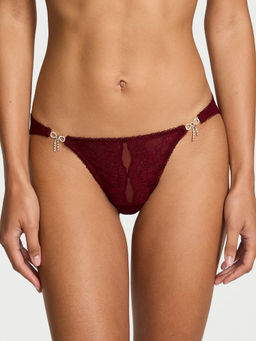 Victoria's Secret - Maroon Dream Angels Twinkle Bows Lace Bikini Panty