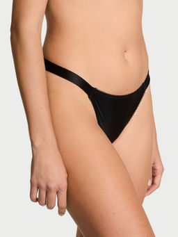 Victoria's Secret - Black Dream Angels Pom Pom Bow Thong Panty