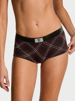 Victoria's Secret - Black Logo Cotton Shine Patch Velvet Boyshorts