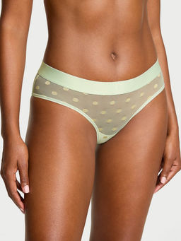 Victoria's Secret - Green Cotton Sheer Heritage Shimmer Hiphugger Panty