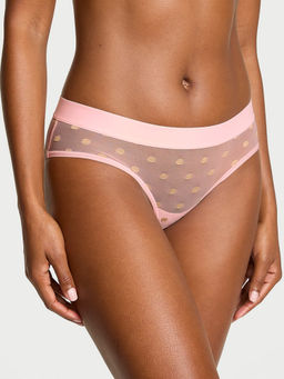 Victoria's Secret - Pink Cotton Sheer Heritage Shimmer Hiphugger Panty