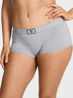 Victoria's Secret - Grey Logo Cotton Shine Patch Boyshorts