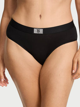 Victoria's Secret - Black Logo Cotton Shine Patch Hiphugger Panty