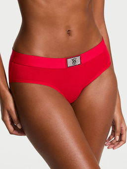Victoria's Secret - Red Logo Cotton Shine Patch Hiphugger Panty