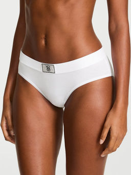 Victoria's Secret - White Logo Cotton Shine Patch Hiphugger Panty