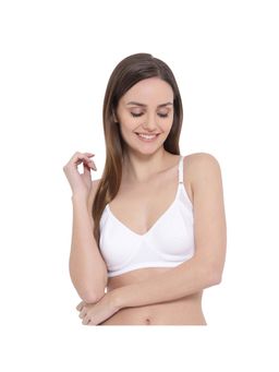Clovia - Cotton Rich Solid Non-Padded Full Cup Wire Free T-shirt Bra - White