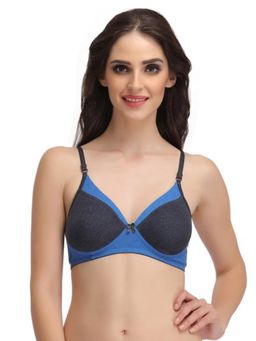 Clovia - Cotton Solid Non-Padded Full Cup Wire Free T-shirt Bra - Dark Blue