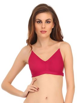 Clovia - Cotton Solid Non-Padded Full Cup Wire Free Strapless Bra - Dark Pink