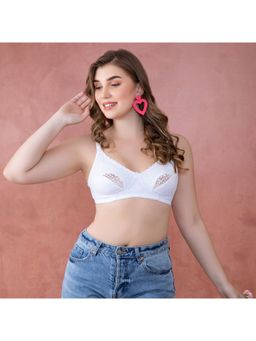 Clovia - Cotton Spandex Solid Non-Padded Full Cup Wire Free Maternity Bra - White
