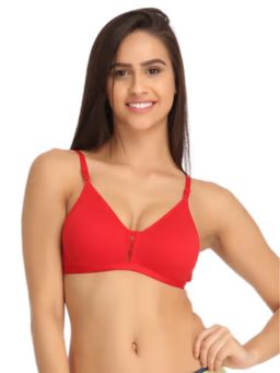 Clovia - Cotton Rich Solid Non-Padded Full Cup Wire Free T-shirt Bra - Peach