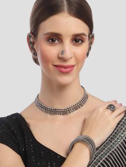 Karatcart - Oxidized Silver Combo Tribal Jewellery for Womens (Set of 7)