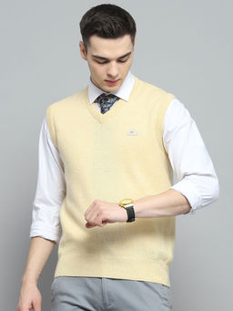 Monte Carlo - Men Yellow Solid/Plain Sweater