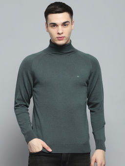Monte Carlo - Men Olive Solid/Plain Sweater