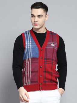 Monte Carlo - Men Red Stripes Cardigan