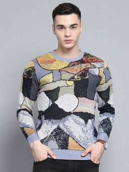Monte Carlo - Men Multi-Color Printed Sweater