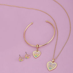Carlton London - Gold Plated With Enamel and Heart Multi-Color Jewellery Set