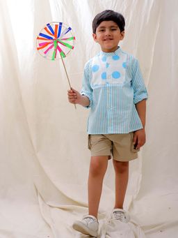 BownBee - Blue Summer Polka Dots Short Kurta