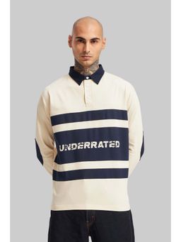 UNDERRATED CLUB - Cream Printed Polo T-Shirt