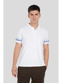 UNDERRATED CLUB - White Sleeve Logo Print Polo T-Shirt