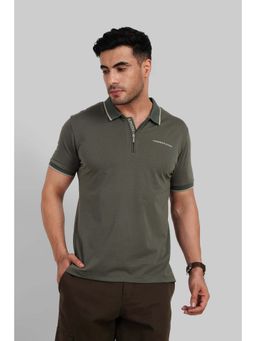 UNDERRATED CLUB - Green Zipper Placket Polo T-Shirt
