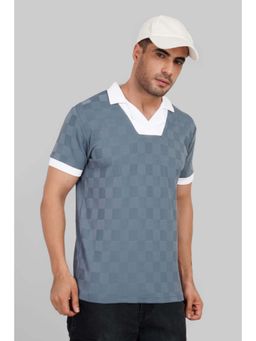 UNDERRATED CLUB - Blue Textured Polo T-Shirt