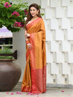 Beatitude - Mustard Banarasi Saree with Unstitched Blouse
