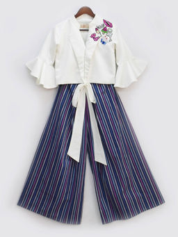 Fayon Kids - Tie Knote Top with Blue Stripes Pant (Set of 2)
