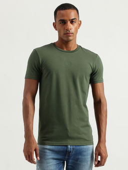United Colors of Benetton - Men Regular Fit Round Neck Solid T-Shirt-Olive