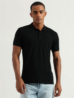 United Colors of Benetton - Men Regular Fit Polo Collar Solid T-Shirt-Black