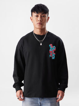 The Souled Store - Original Drip Check Oversized Full Sleeve T-shirt for Men