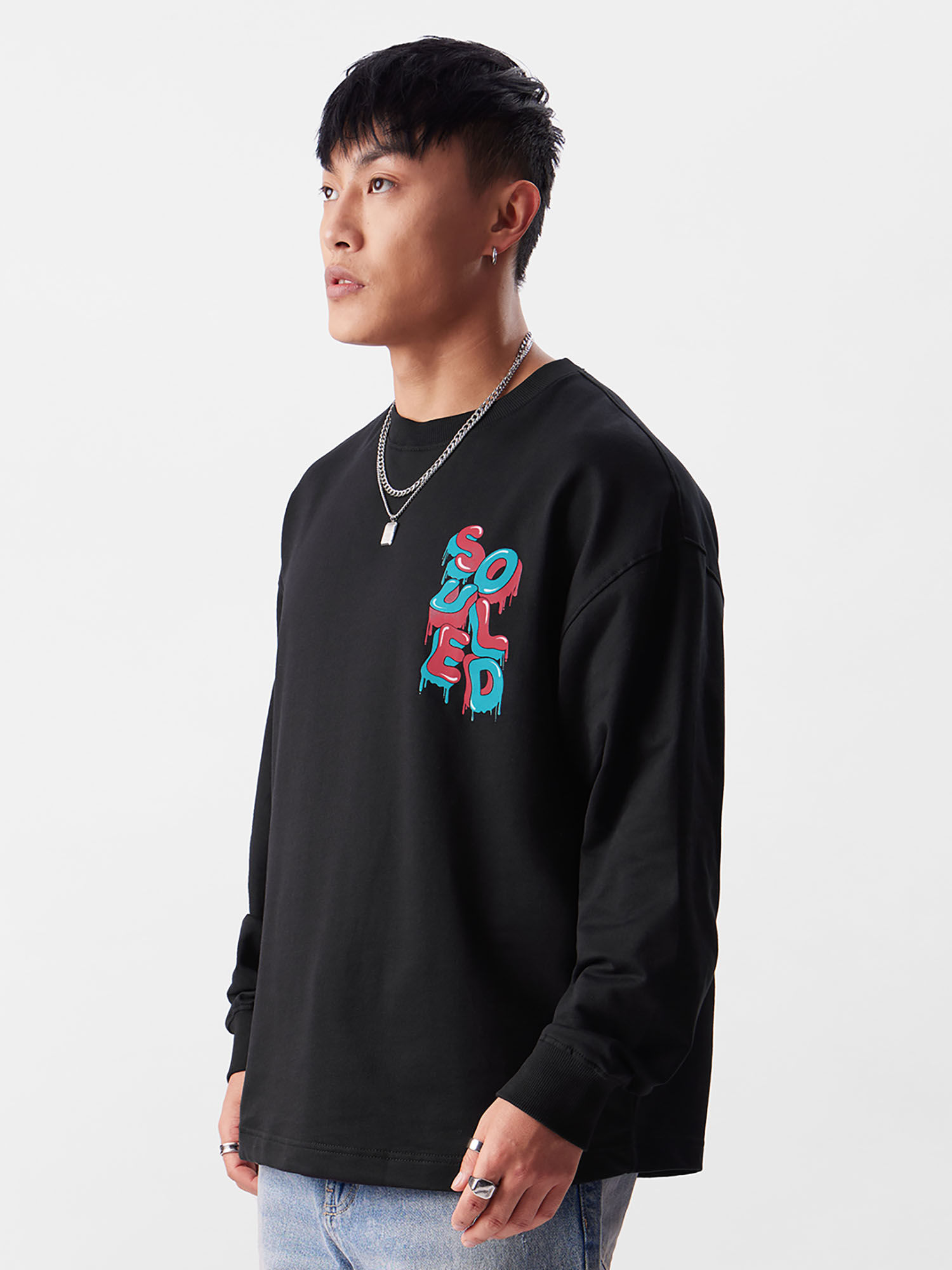 Buy The Souled Store Original Drip Check Oversized Full Sleeve T