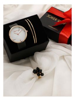 Joker and Witch - Joker & Witch White Love Triangle Watch & Bracelet With Ring For Women (Pack of 3) (JWLT29)