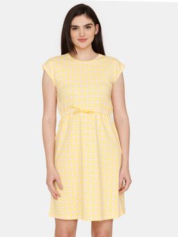 Zivame - Knit Poly Loungewear Dress - Orchid Bouquet - Solar Power - Yellow