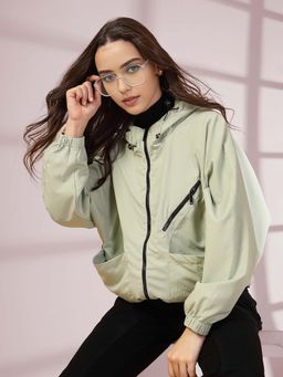 CHKOKKO - Green Oversized Zipper Jacket
