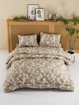 BIANCA - 4-Piece Micro Double Bed Sheet Bedding Set (California) Brown (Queen)