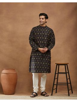 Fabindia - Black Silk Ikat Long Kurta