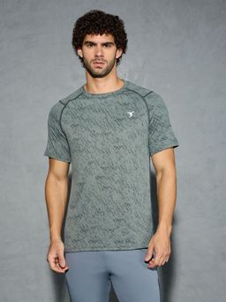 Technosport - Men Self Design Slim Fit Crew Neck Sports T-shirt