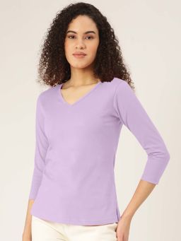 BRINNS - Solid V-Neck Cotton T-Shirt