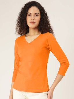 BRINNS - Solid V-Neck Cotton T-Shirt