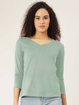 BRINNS - Solid V-Neck Cotton T-Shirt